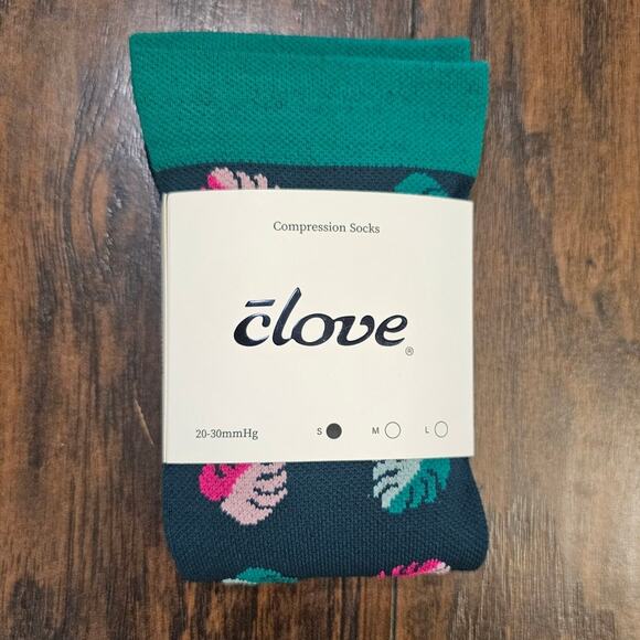 Clove Compression Socks New Green Floral Size Small - Picture 1 of 2